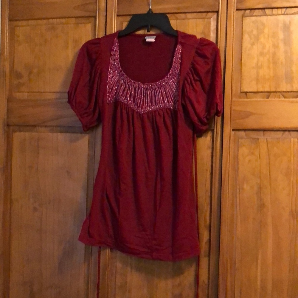 Daytrip Red Sparkly Blouse Small